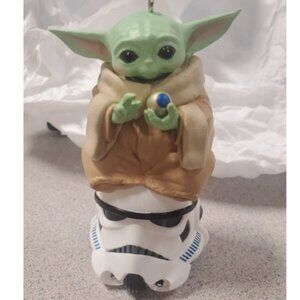 Hallmark Baby Yoda & Stormtrooper Ornament Star Wars Mandalorian Grogu 2021 NIB